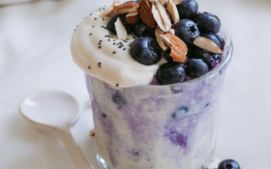 Blueberry-cheesecake overnight oats (zeer vullend!)